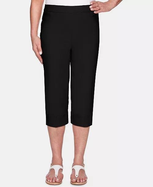Alfred Dunner Women’s Petite Classic Allure Stretch Clamdigger Pants Black 10P $