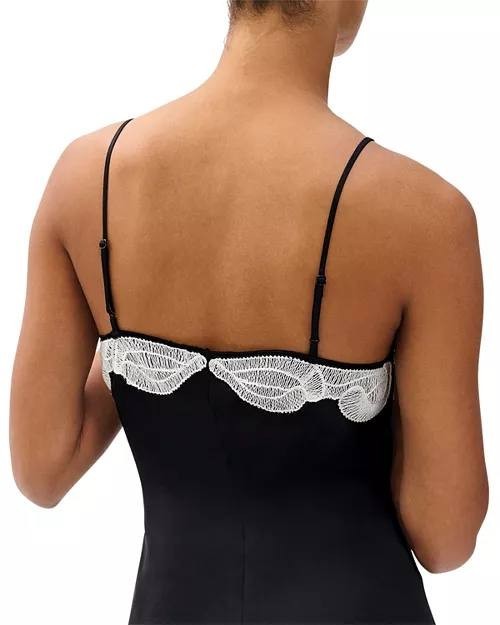 rag & bone “Ann” Embellished Slip Dress – Size 8 – Black Satin – NWT – MSRP$598