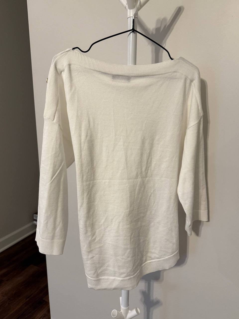 Melissa Paige Boat‑Neck Button‑Shoulder Sweater – White– Size XL – NWT – $46.50