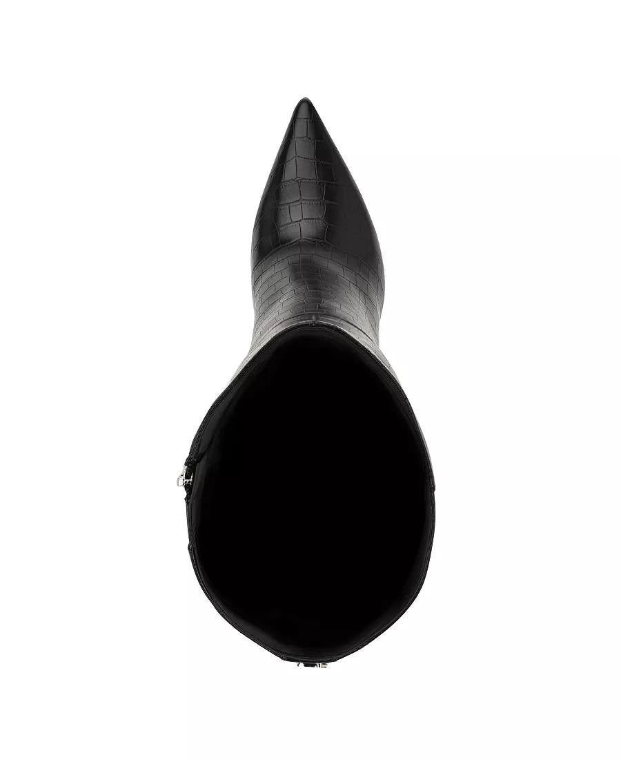 Guess Gressa Boots 7.5M Black Man‑Made Tall Pointed Toe Stiletto NIB msrp$179
