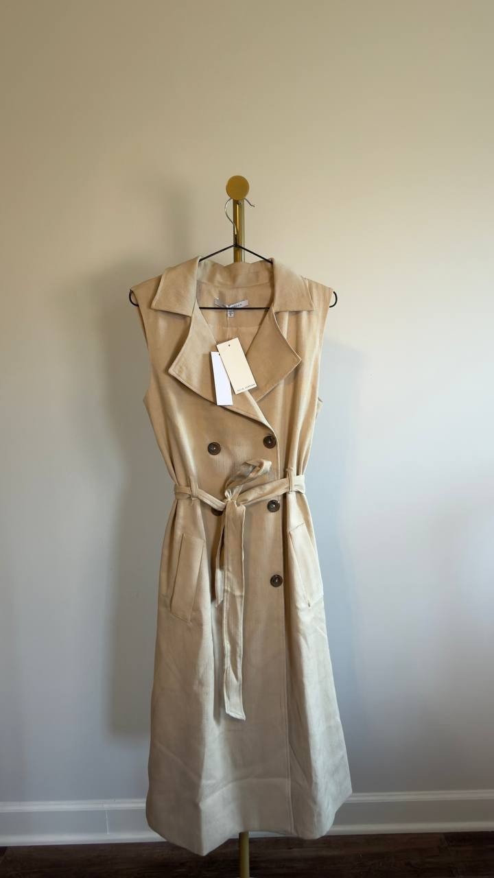 Julia Jordan Sleeveless A-Line Jacket Dress Tan 8 NWT $149