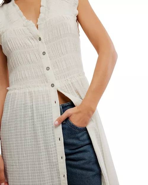 Free People Desert Dazed Midi Dress Clean Ivory S/P Petite - Boho V-Neck