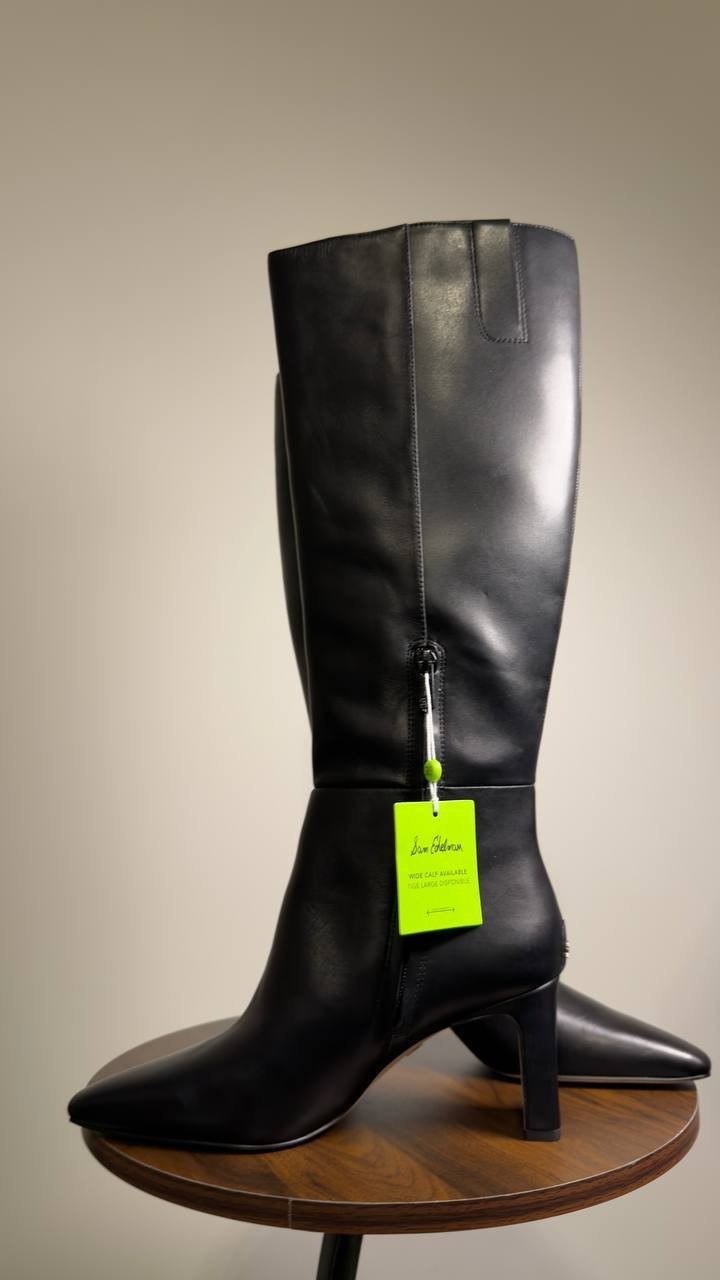 Sam  Edelman  Knee‑High  Dress  Boots  Black  Leather  7.5M  New  $200