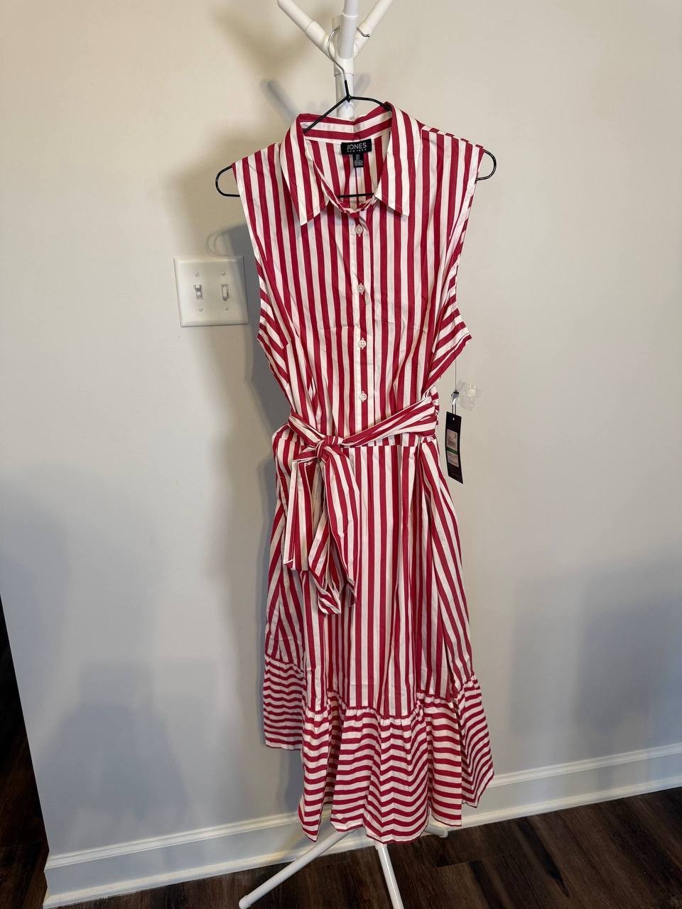 Jones New York Red Striped Midi Shirtdress – Size L – NWT – $119.50