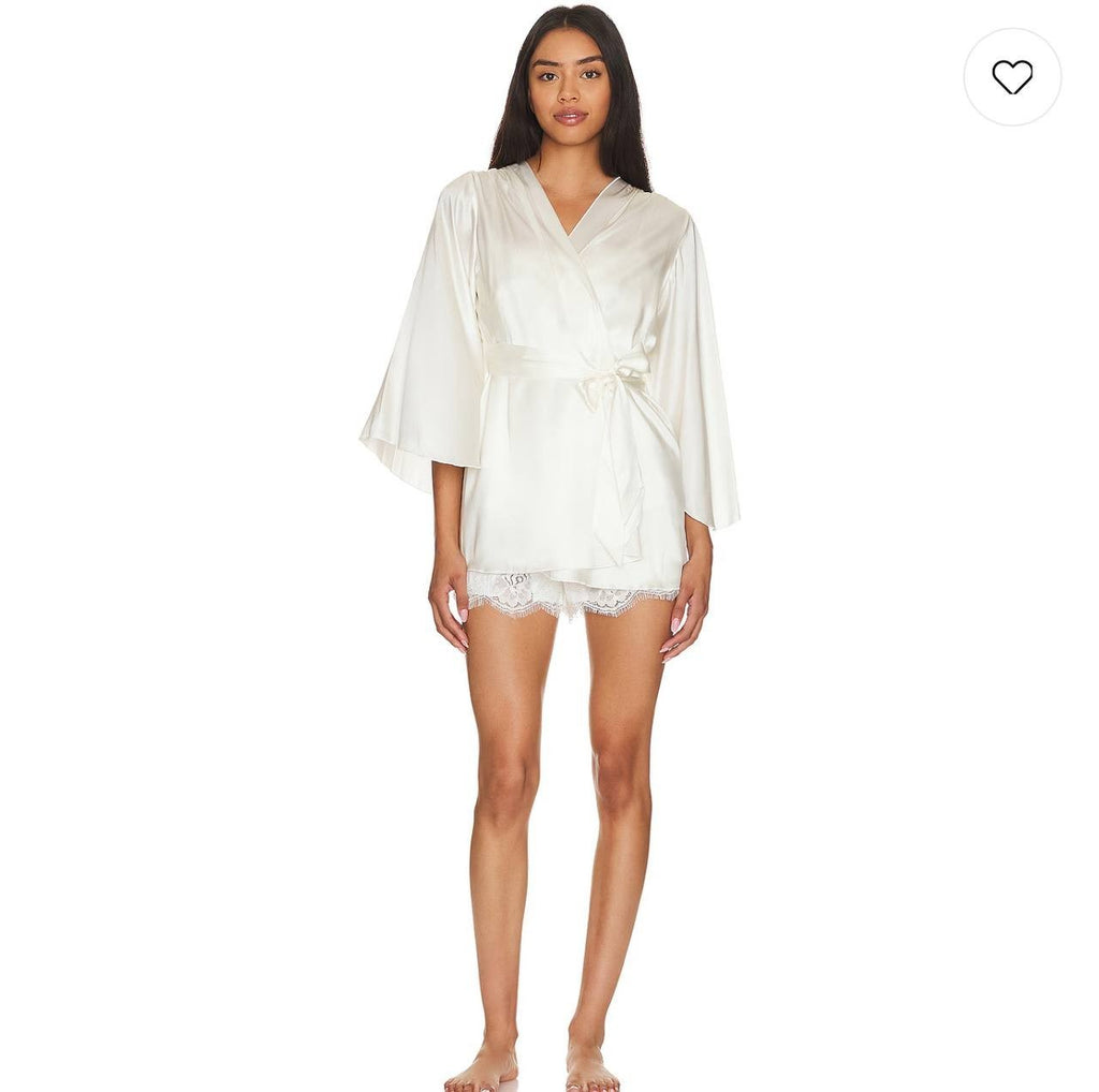 Fleur du Mal Embroidered Angel Sleeve Robe in Ivory – Size M/L – $445 Retail