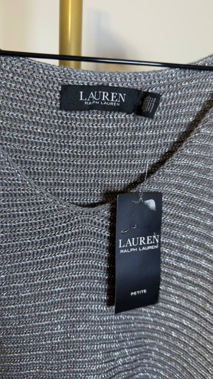Lauren Ralph Lauren Rib Knit Dolman Sleeve Sweater Deco Pewter M NWT $125