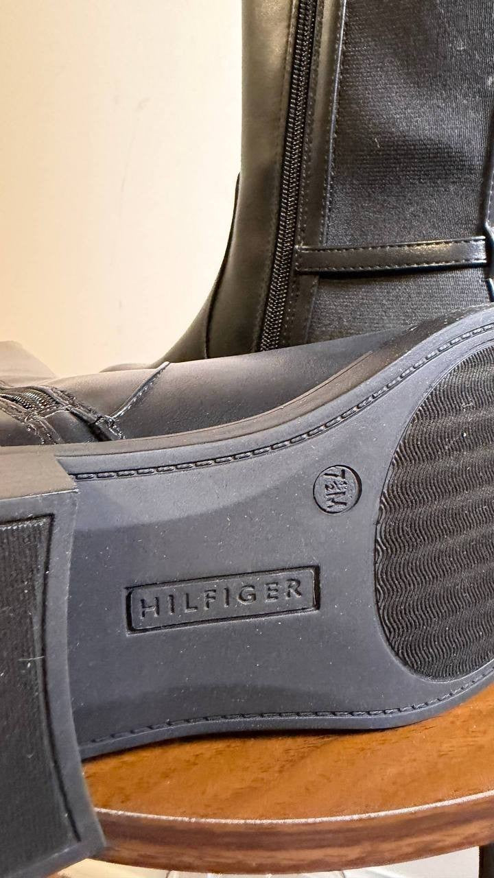 Tommy Hilfiger Imizza Boots 7.5M Black Faux Leather Knee‑High NIB msrp$159