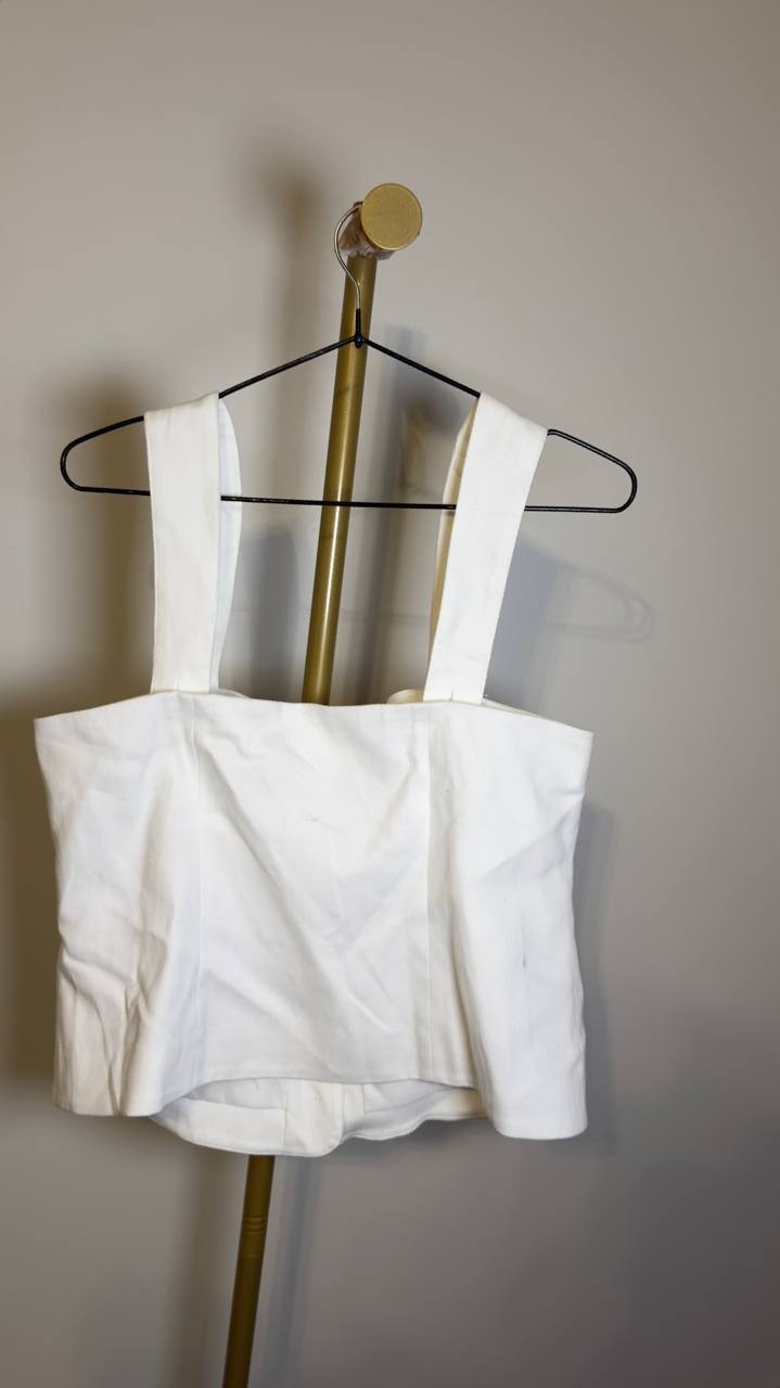 Avec  Les  Filles  Women’s  Sweetheart  Neckline  Vest  Top  Ivory  L  NWT  $79