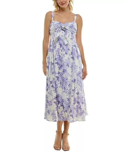 Taylor Women’s Floral Print Tie Bodice Flare Dress Size10NWOT two buttons missed