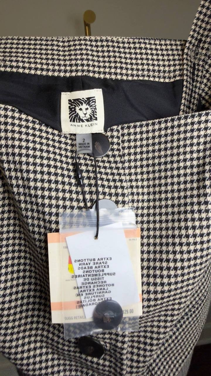 Anne Klein Square-Neck Button-Front Vest Black/White 2 NWT $129