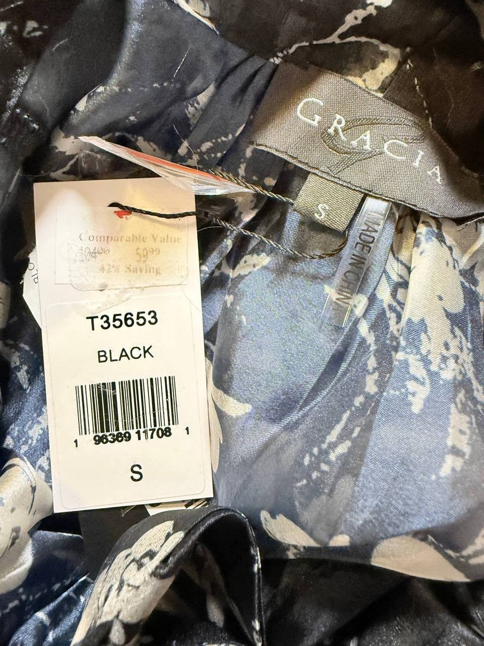 Gratia Sheer Floral Bow-Tie Blouse – Size S – NWT