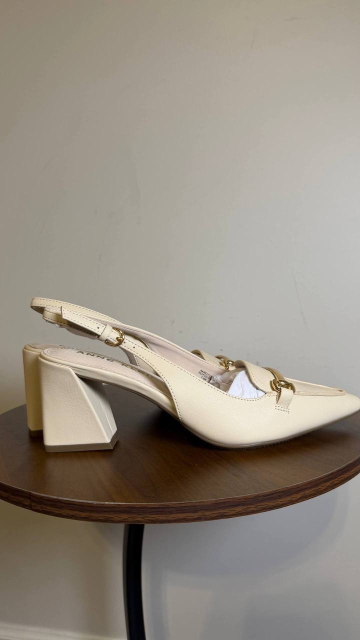 Anne Klein Bone Man‑Made Block Heel Pumps 7.5M New in Box MSRP $95