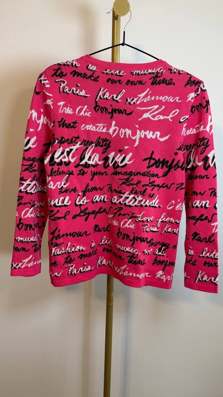 Karl Lagerfeld Paris Women’s Script Print Top Pink XS NWT $129