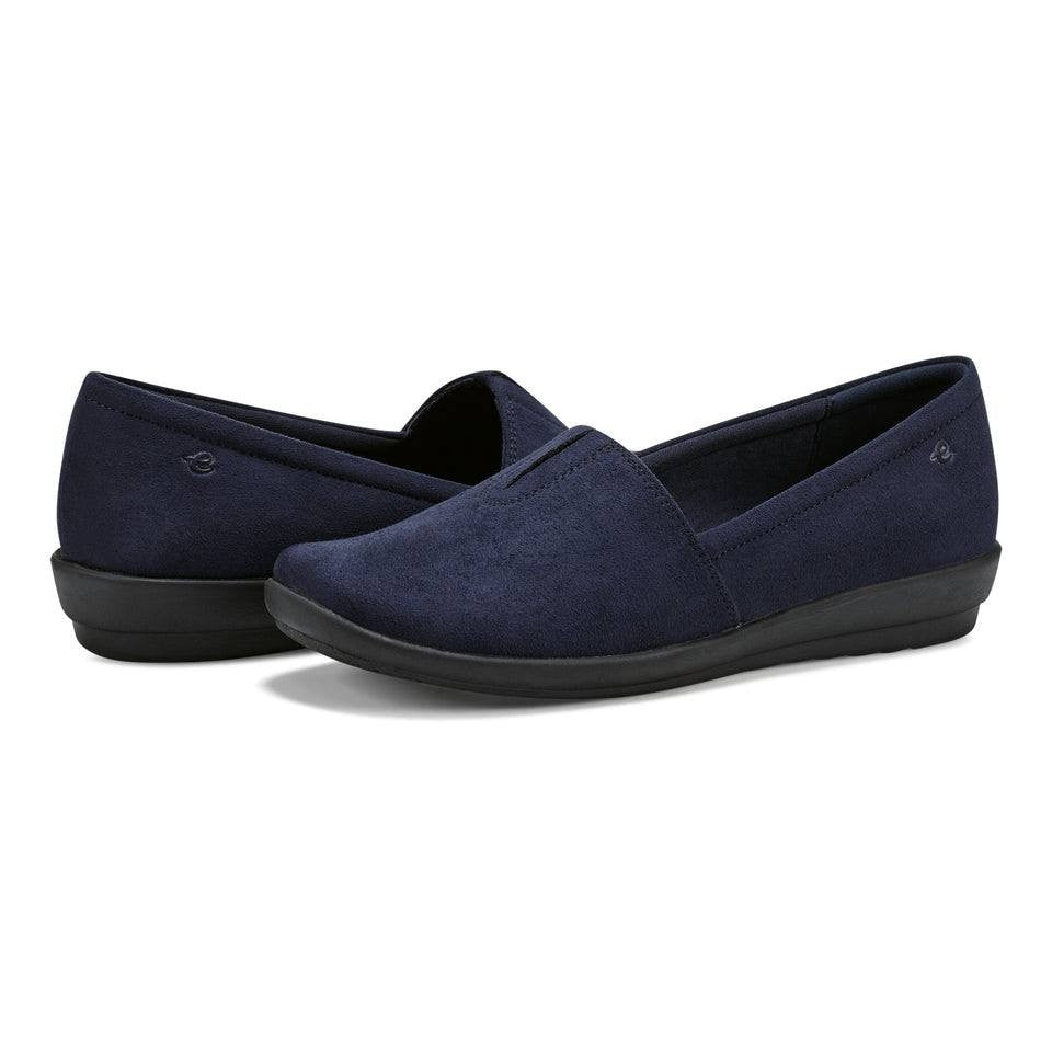 Easy Spirit Slip Ons Dark Blue Textile Size 8.5W New in Box MSRP $69