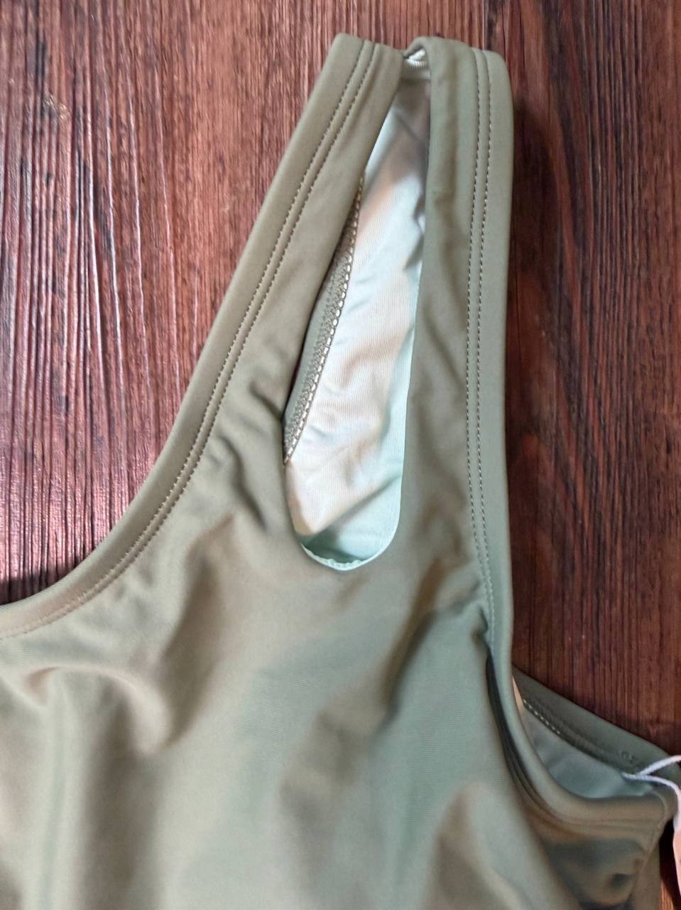 Cupshe Maternity Sage One-Shoulder Tankini Top & Retro Bottoms Set L NWT $48
