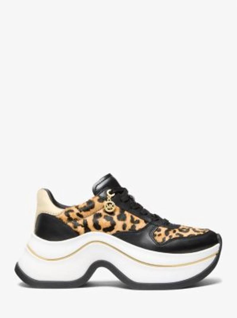Michael Michael Kors Leopard Leather/Calf Hair Trainers 8M New in Box MSRP $195