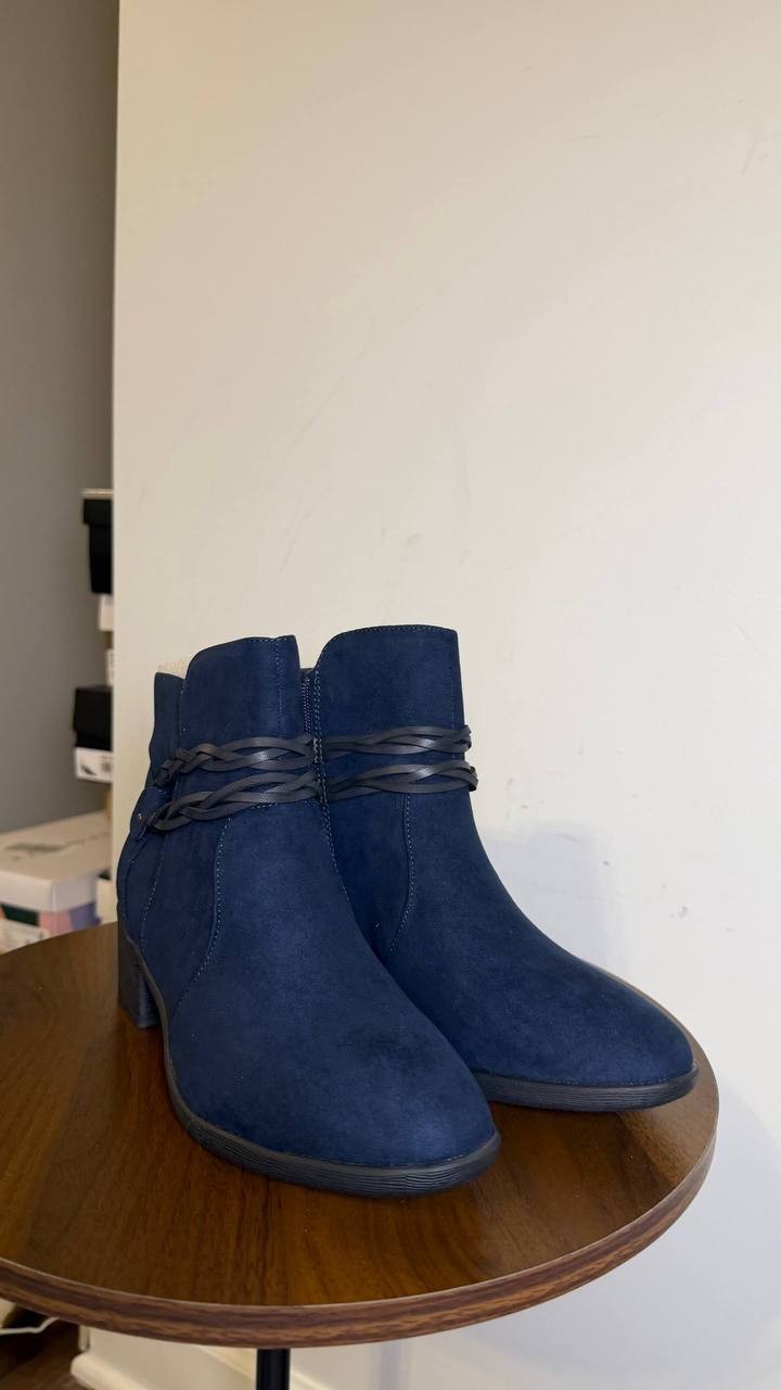 Style&Co Indus Blue Microfiber Block Heel Booties 7.5M NIB MSRP $79.90