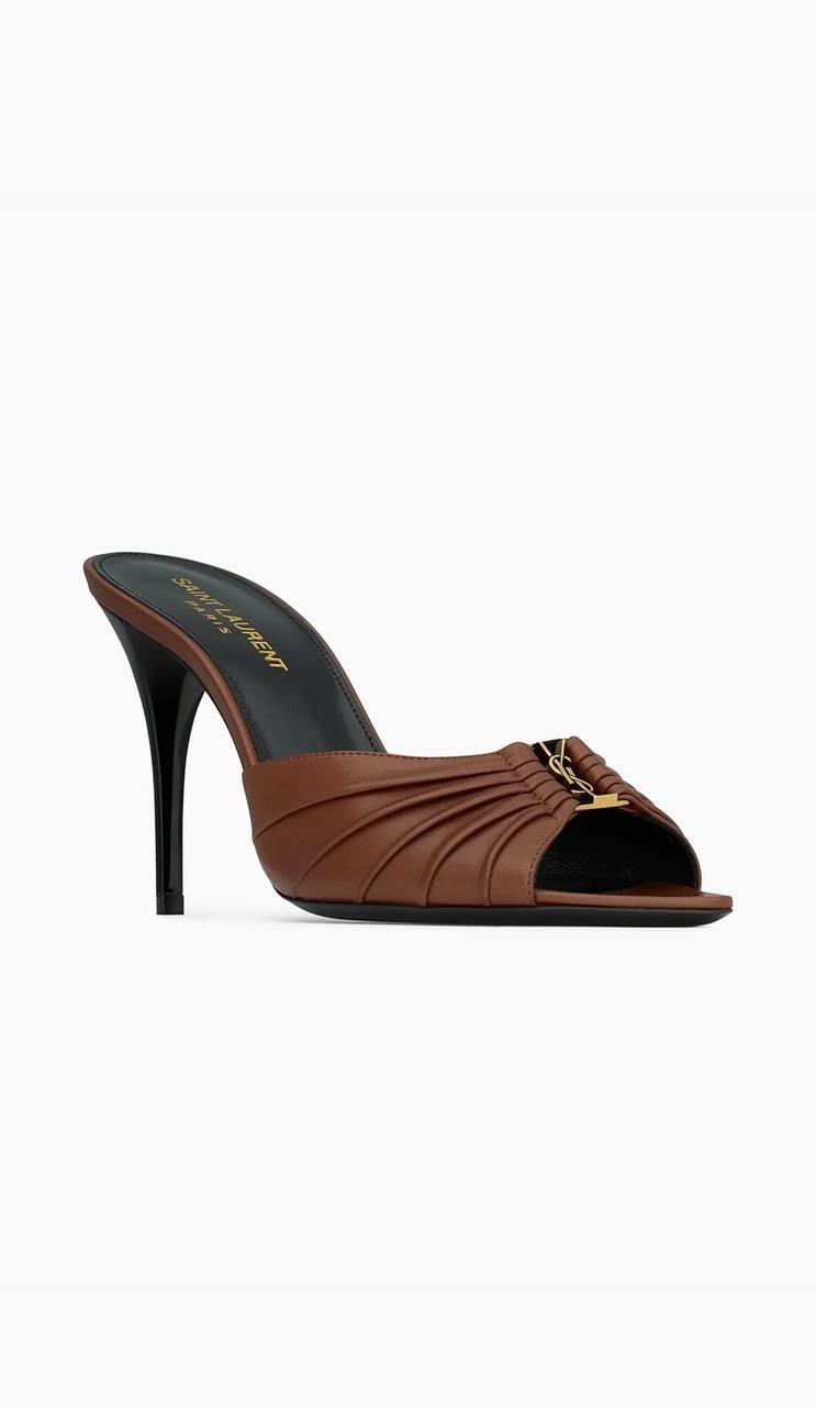 Saint  Laurent  Babylone  Mules  Suede  Dark Havana 37.5  New in Box  $1200