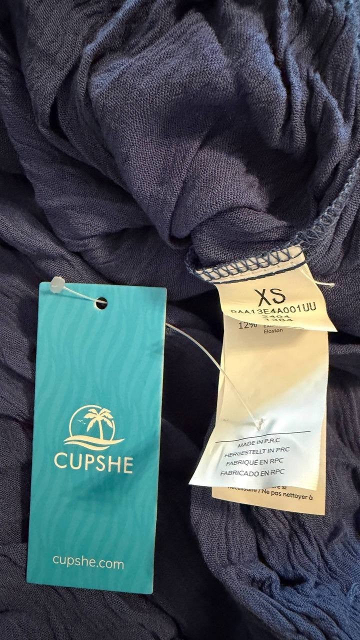 Cupshe Navy Light Cornflower Halter Jumpsuit XS NWT Summer Casual Chic