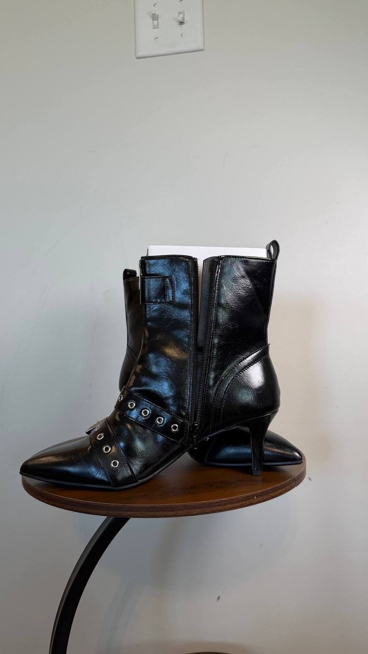Wild Pair Moonbeam Buckle Booties Black 11M Man‑Made Stiletto MSRP $89.90 NWB