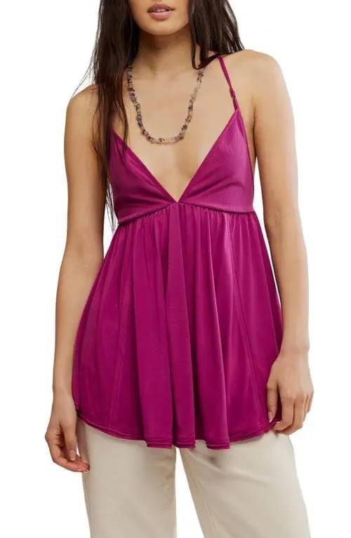 Free People Trixie Rib Jersey Tunic Top –Pink– Size L – NWT – $68