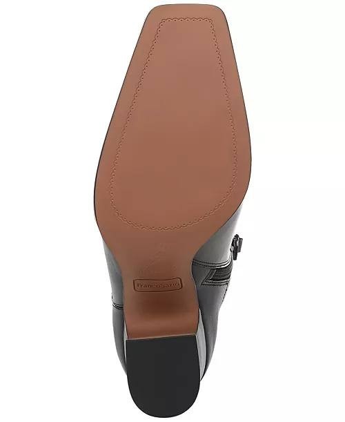 Franco Sarto Jonie Square Toe Zip Tall Boots Black 7.5M Leather $225 NWB