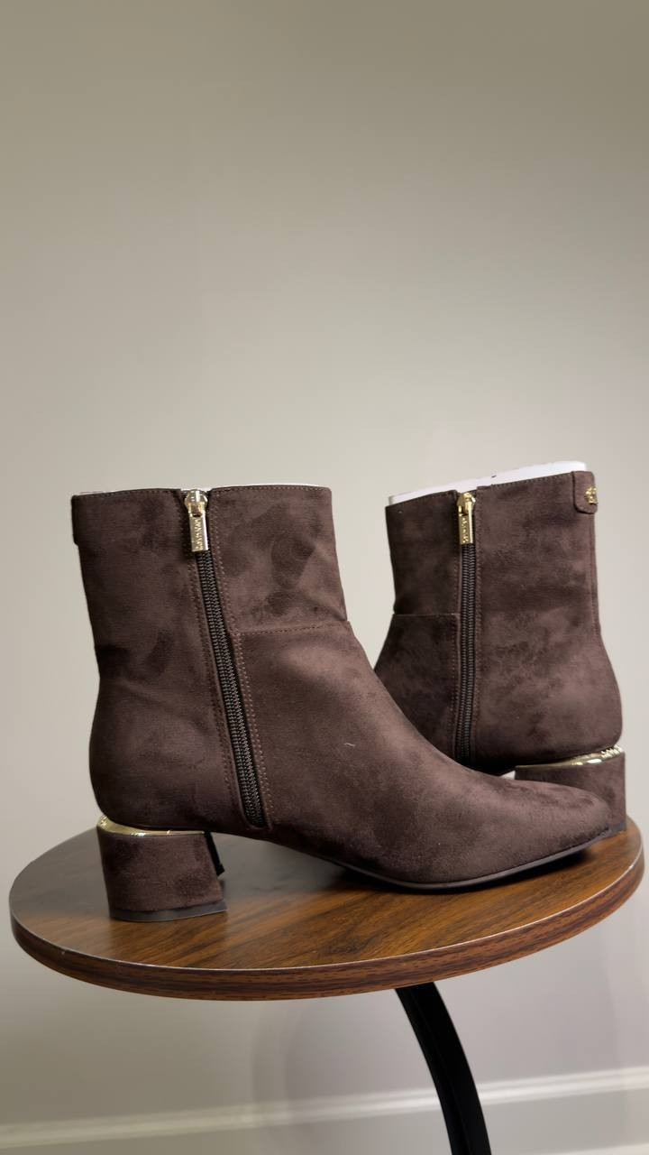 Calvin  Klein   Block  Heel  Ankle  Booties  Brown  Man‑Made  7M  New  $129