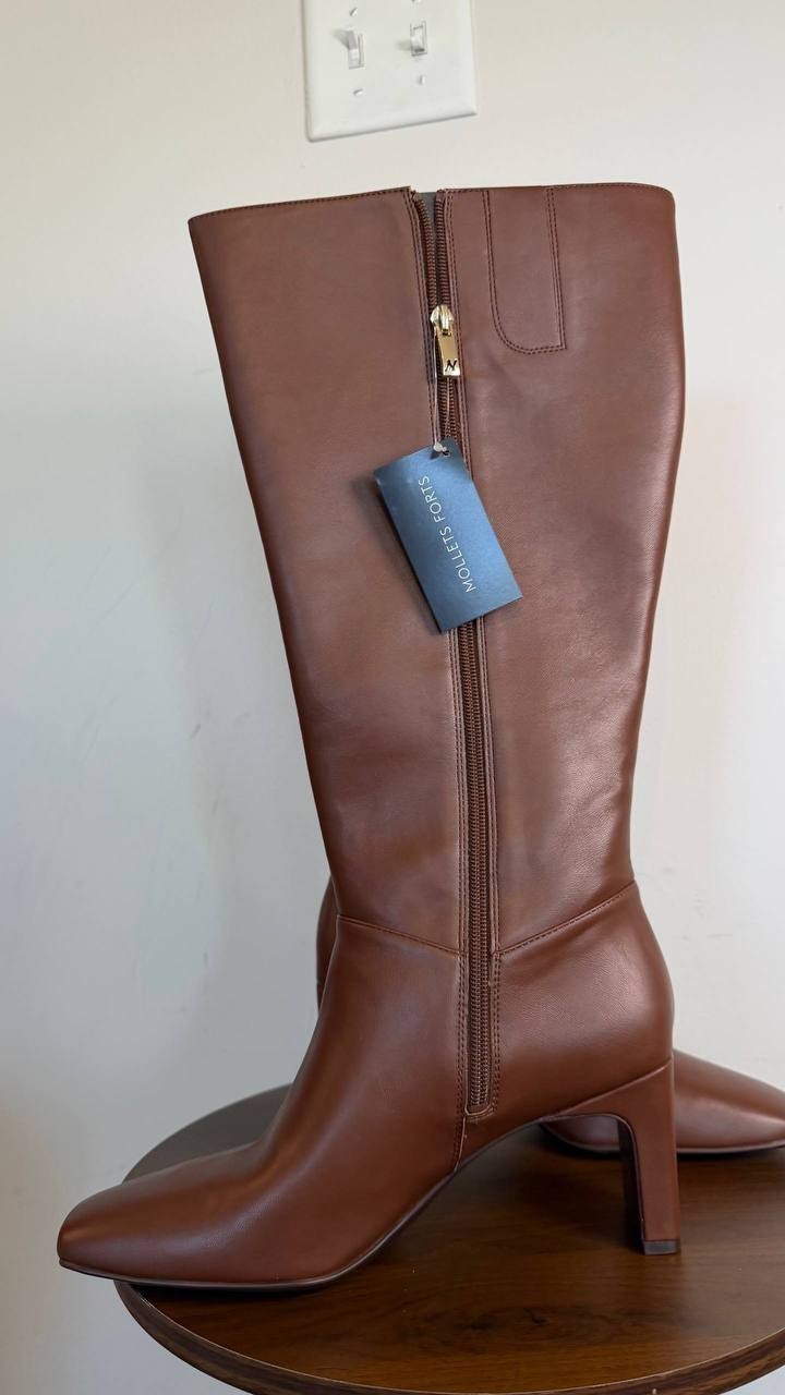 Naturalizer Nona Knee High Boots Cappuccino 8.5W Faux Leather $185 NWB