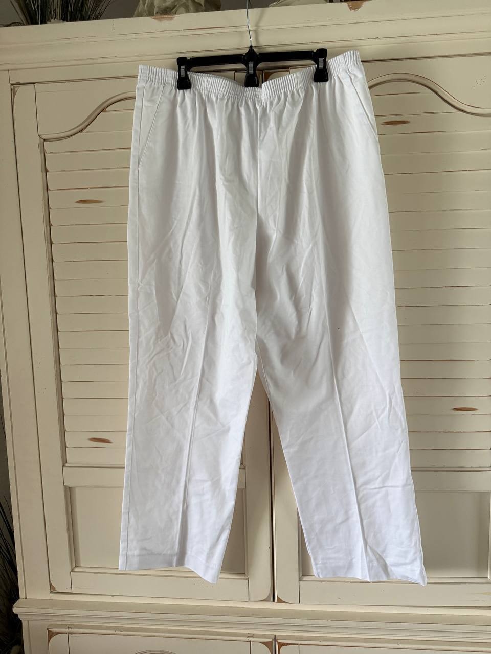 Alfred Dunner Classics Twill Pants White 18 NWT Soft Elastic Waist Pockets