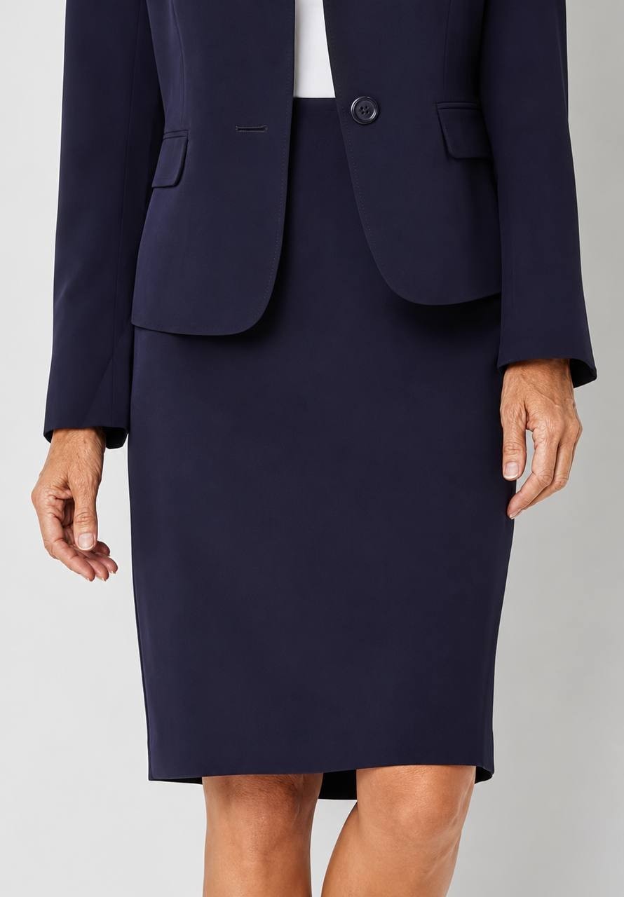 Le Suit 2‑Pc Knee Length Skirt Suit Navy 10P NWT $140